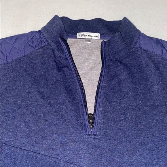 Peter Millar Other - Peter Millar Dark Blue Zip-Up Sweater with Quilted Accents